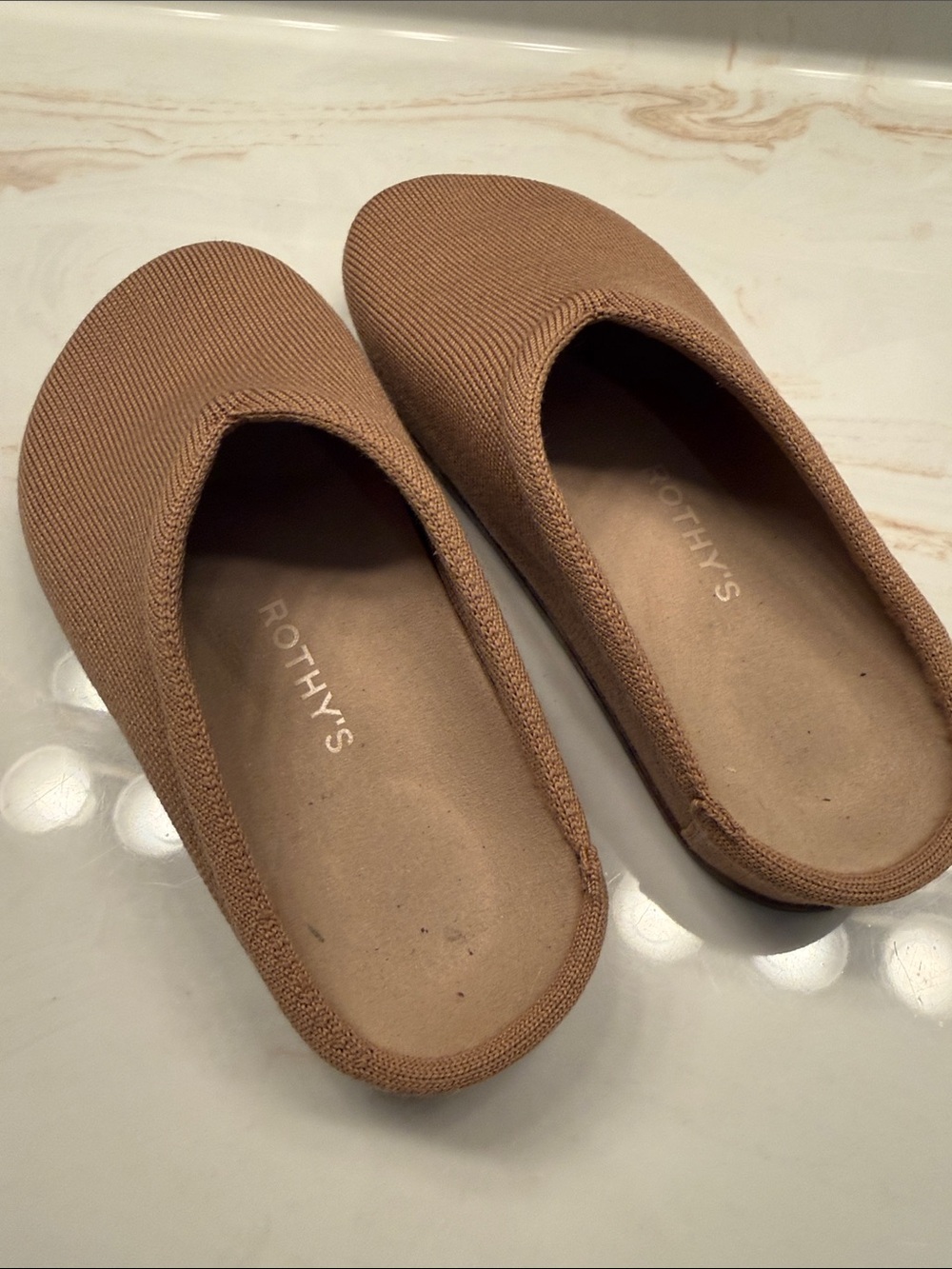 Rothy's Tan Knit Slip-On Flats